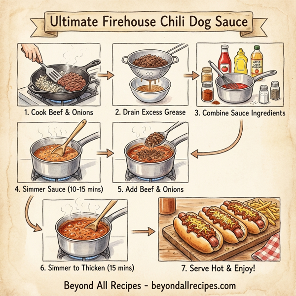 Ultimate Firehouse Chili Dog Sauce instructions