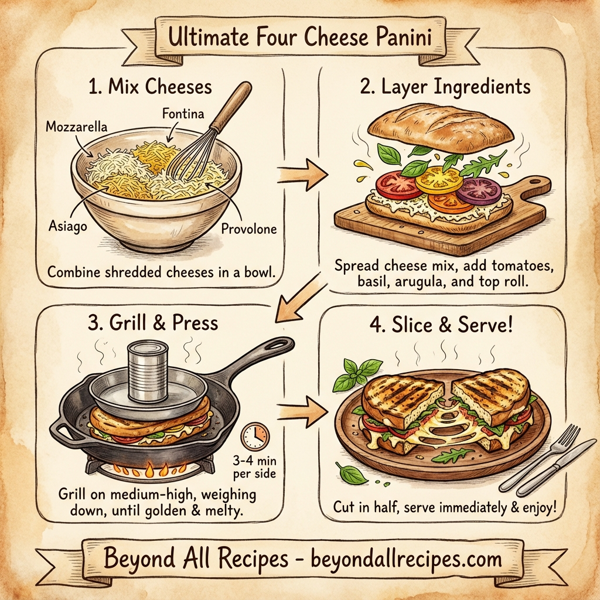 Ultimate Four Cheese Panini with Fresh Basil and Heirloom Tomatoes instructions