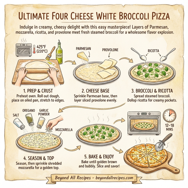 Ultimate Four Cheese White Broccoli Pizza instructions