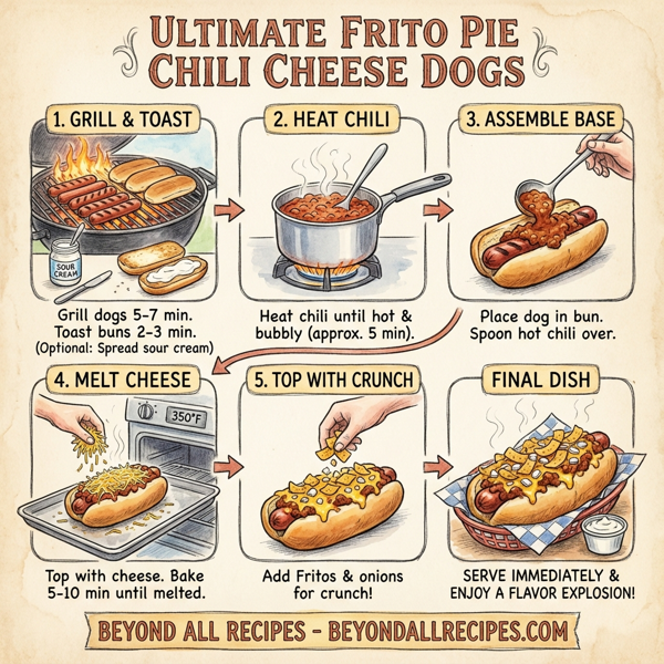 Ultimate Frito Pie Chili Cheese Dogs instructions
