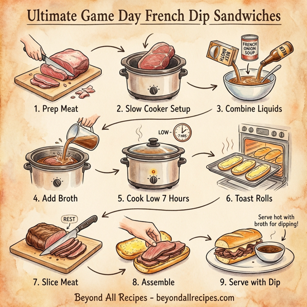 Ultimate Game Day French Dip Sandwiches instructions