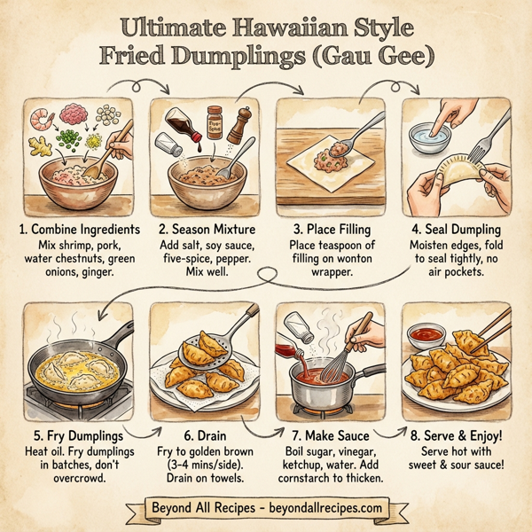 Ultimate Hawaiian Style Fried Dumplings (Gau Gee) instructions
