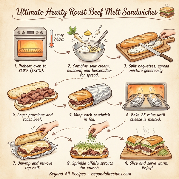 Ultimate Hearty Roast Beef Melt Sandwiches instructions