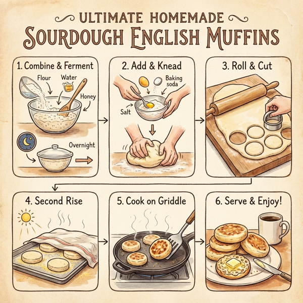 Ultimate Homemade Sourdough English Muffins instructions