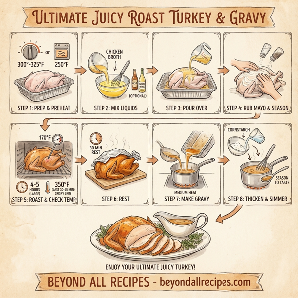 Ultimate Juicy Roast Turkey with Flavorful Gravy instructions