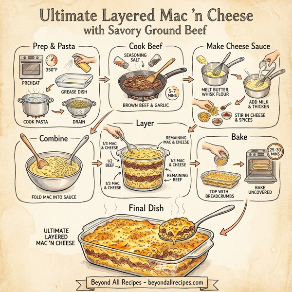 Ultimate Layered Mac 'n Cheese with Savory Ground Beef instructions