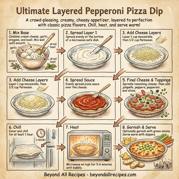 Ultimate Layered Pepperoni Pizza Dip instructions