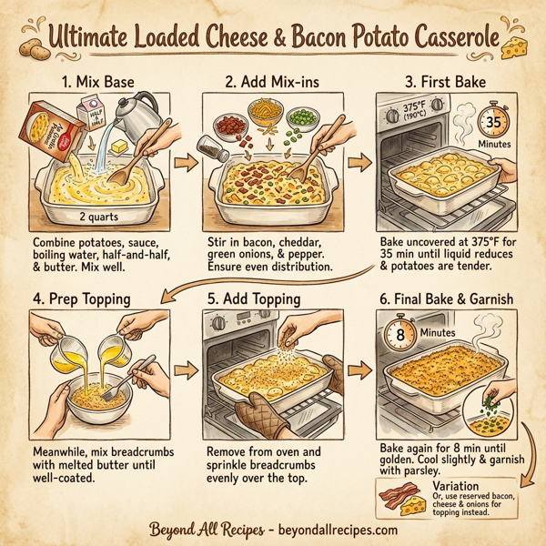 Ultimate Loaded Cheese & Bacon Potato Casserole instructions