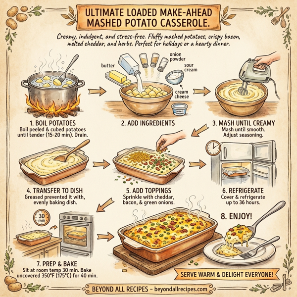 Ultimate Loaded Make-Ahead Mashed Potato Casserole instructions