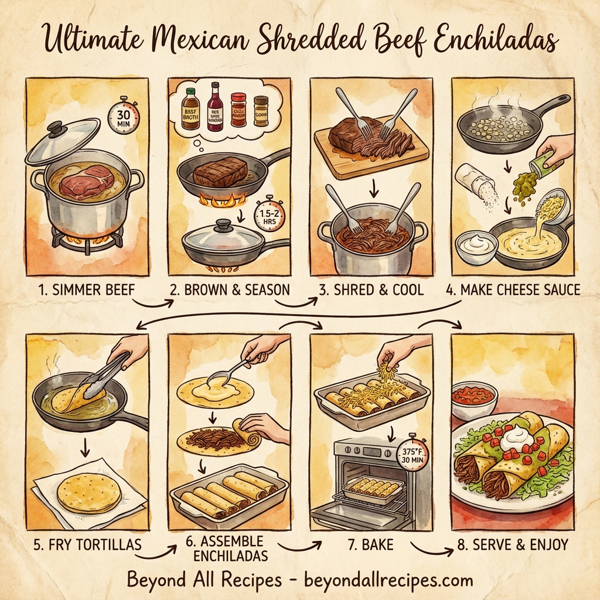 Ultimate Mexican Shredded Beef Enchiladas instructions