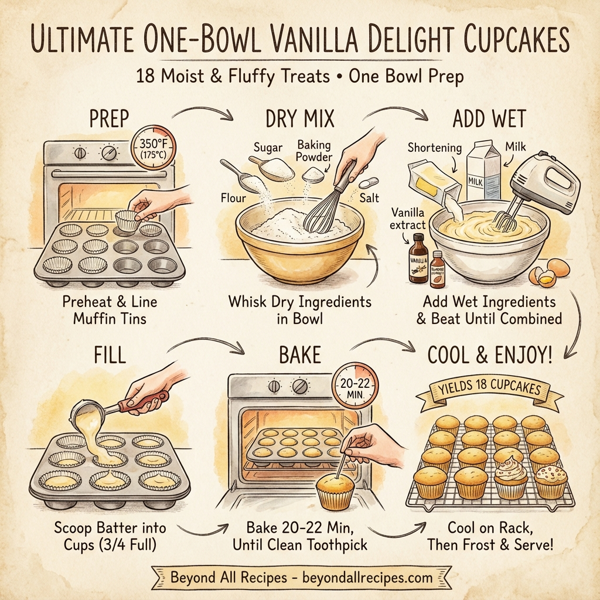 Ultimate One-Bowl Vanilla Delight Cupcakes instructions