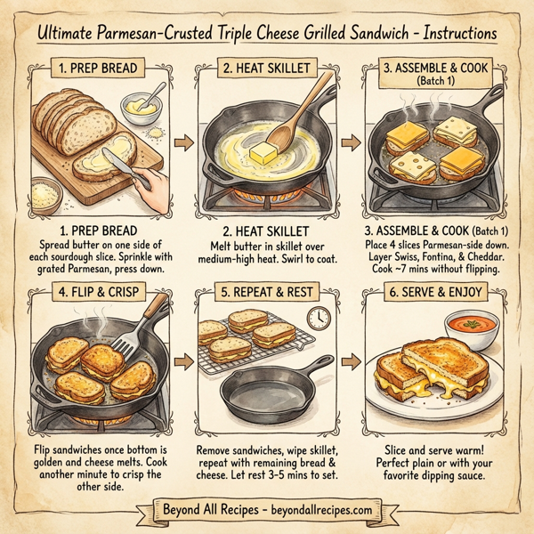 Ultimate Parmesan-Crusted Triple Cheese Grilled Sandwich instructions