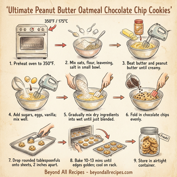 Ultimate Peanut Butter Oatmeal Chocolate Chip Cookies instructions