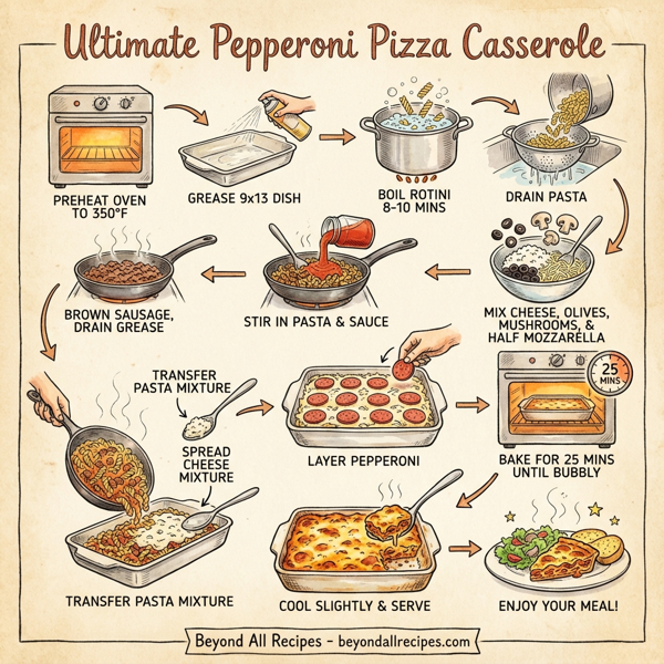 Ultimate Pepperoni Pizza Casserole instructions