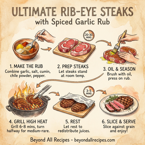Ultimate Rib-Eye Steaks with Spiced Garlic Rub instructions