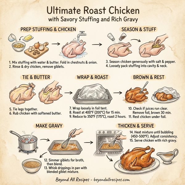 Ultimate Roast Chicken with Savory Stuffing and Rich Gravy instructions