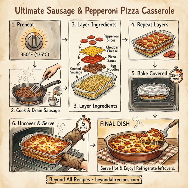 Ultimate Sausage & Pepperoni Pizza Casserole instructions