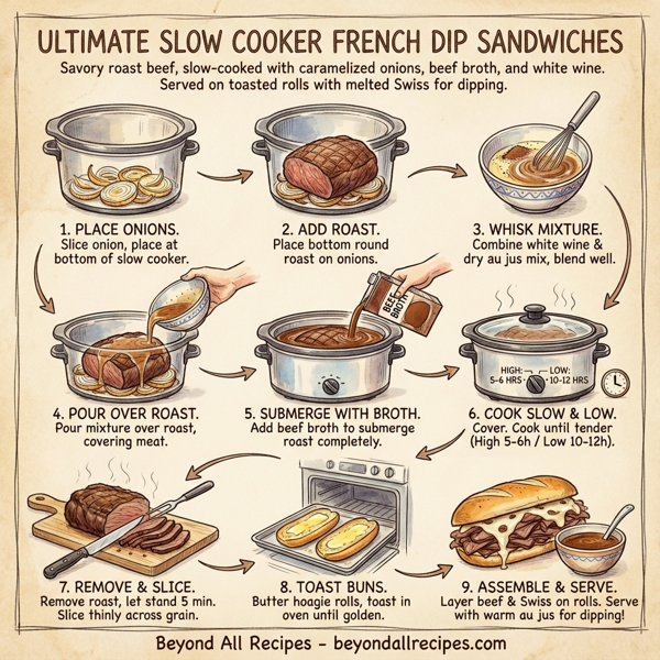 Ultimate Slow Cooker French Dip Sandwiches instructions