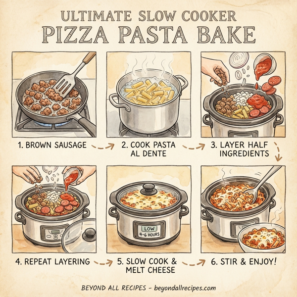 Ultimate Slow Cooker Pizza Pasta Bake instructions
