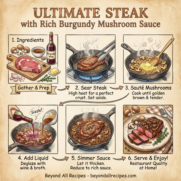 Ultimate Steak with Rich Burgundy Mushroom Sauce instructions
