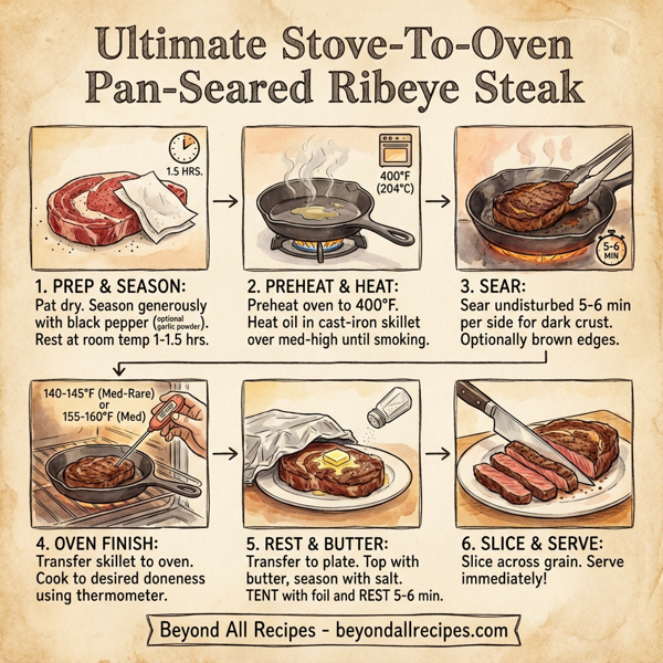 Ultimate Stove-To-Oven Pan-Seared Ribeye Steak instructions