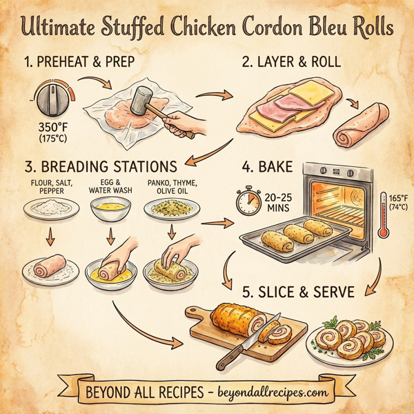Ultimate Stuffed Chicken Cordon Bleu Rolls instructions