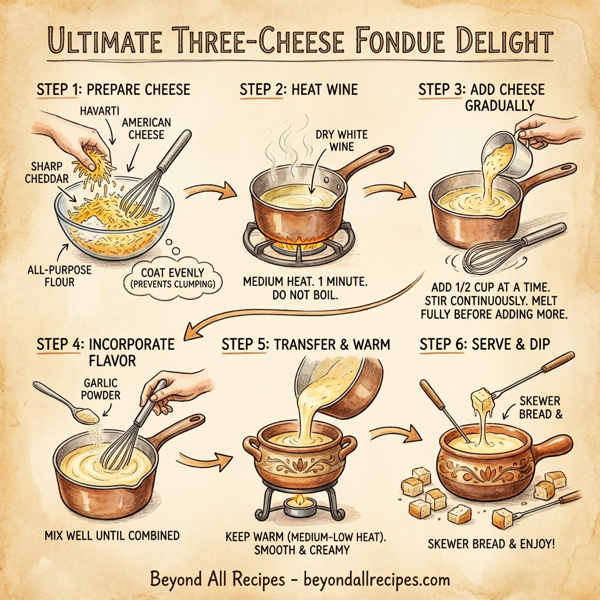 Ultimate Three-Cheese Fondue Delight instructions