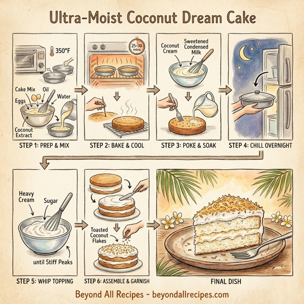 Ultra-Moist Coconut Dream Cake instructions