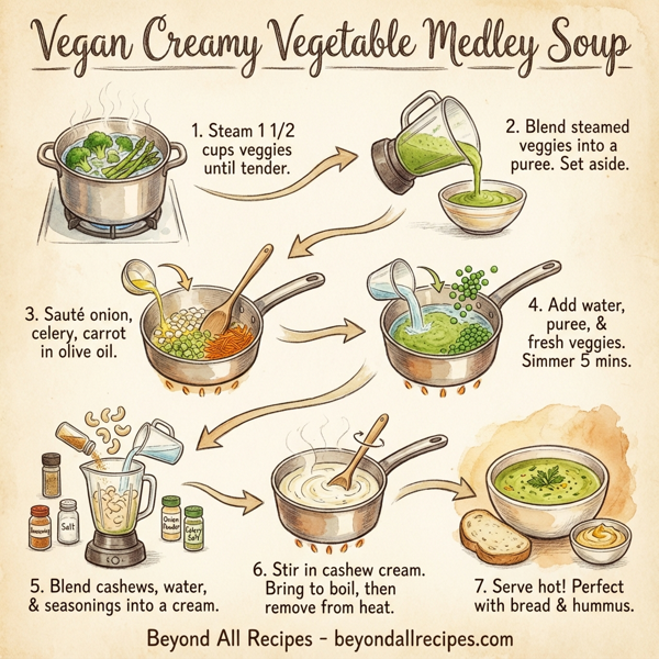 Vegan Creamy Vegetable Medley Soup instructions