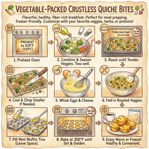 Vegetable-Packed Crustless Quiche Bites instructions