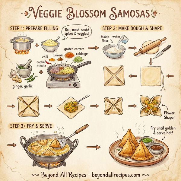 Veggie Blossom Samosas instructions