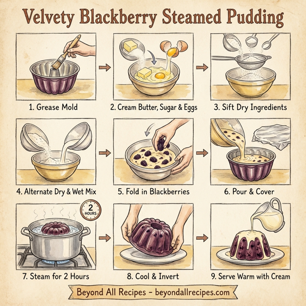 Velvety Blackberry Steamed Pudding instructions