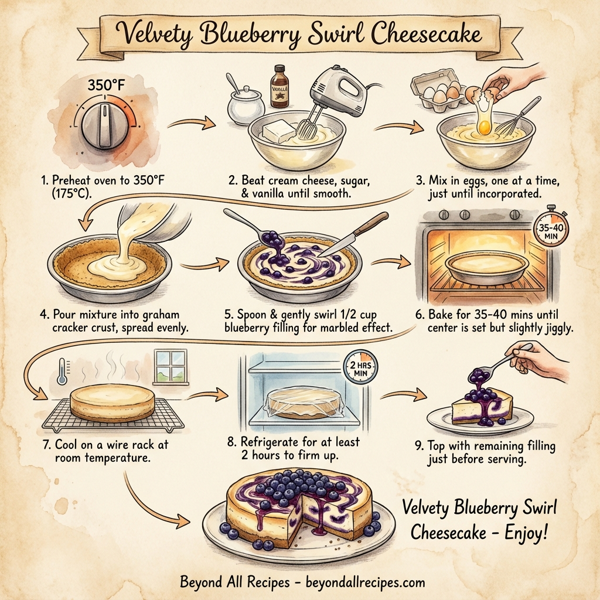 Velvety Blueberry Swirl Cheesecake instructions