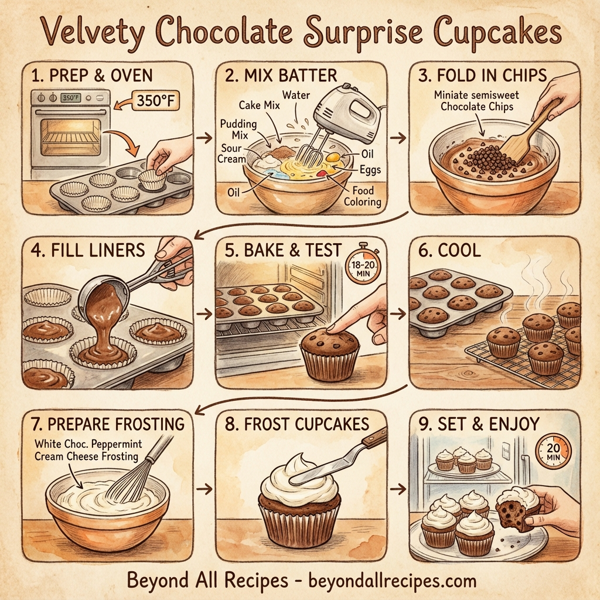 Velvety Chocolate Surprise Cupcakes instructions