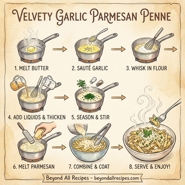 Velvety Garlic Parmesan Penne instructions