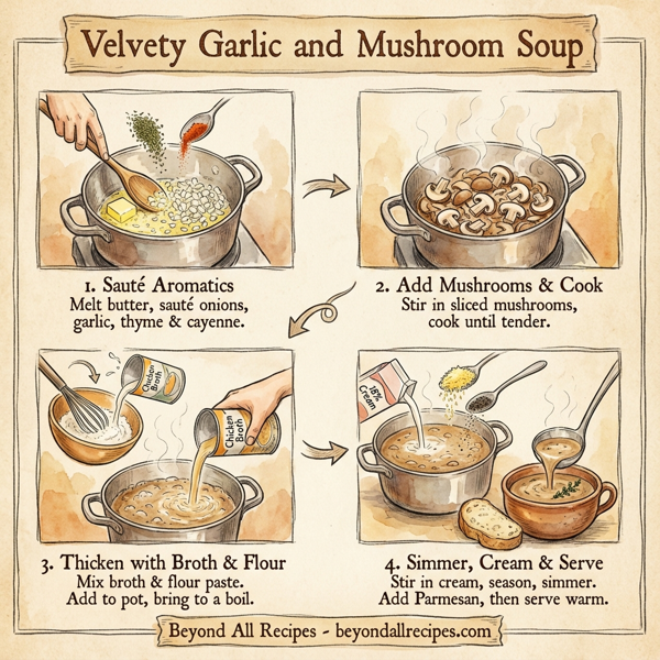 Velvety Garlic and Mushroom Soup instructions