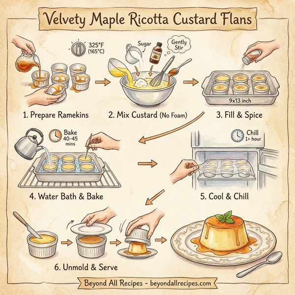 Velvety Maple Ricotta Custard Flans instructions