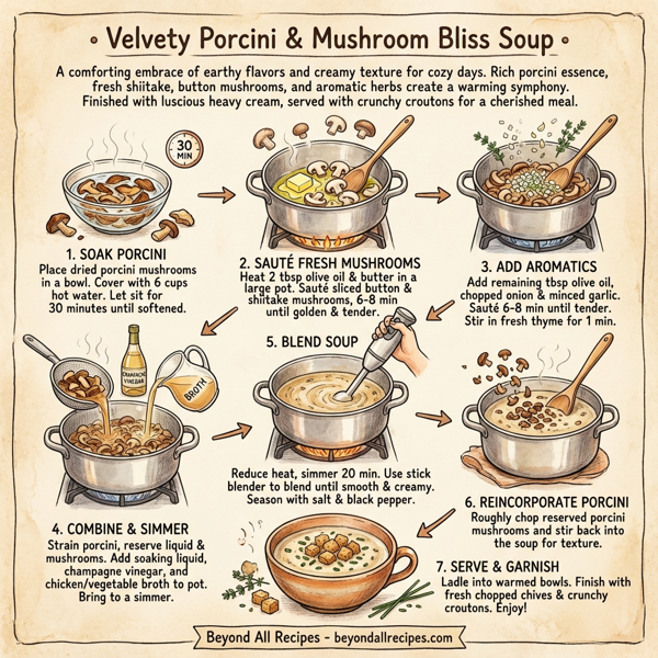 Velvety Porcini & Mushroom Bliss Soup instructions