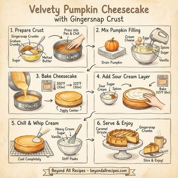 Velvety Pumpkin Cheesecake with Gingersnap Crust instructions