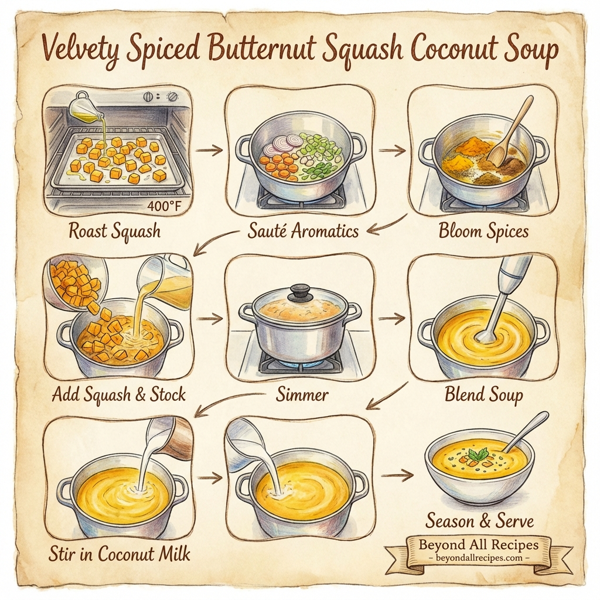 Velvety Spiced Butternut Squash Coconut Soup instructions