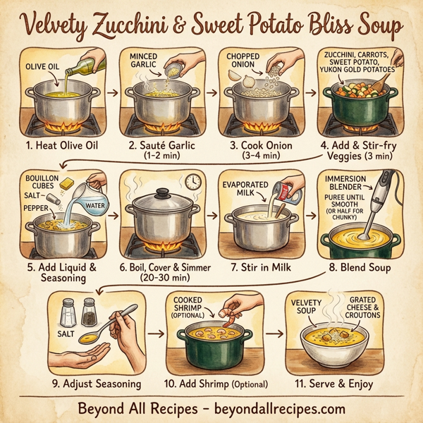 Velvety Zucchini & Sweet Potato Bliss Soup instructions