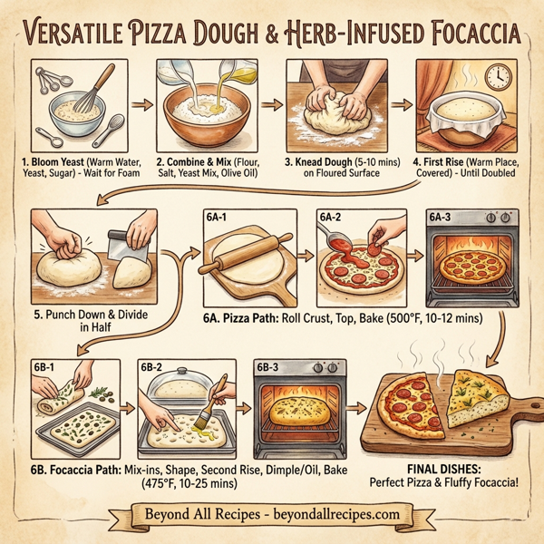 Versatile Pizza Dough and Herb-Infused Focaccia instructions