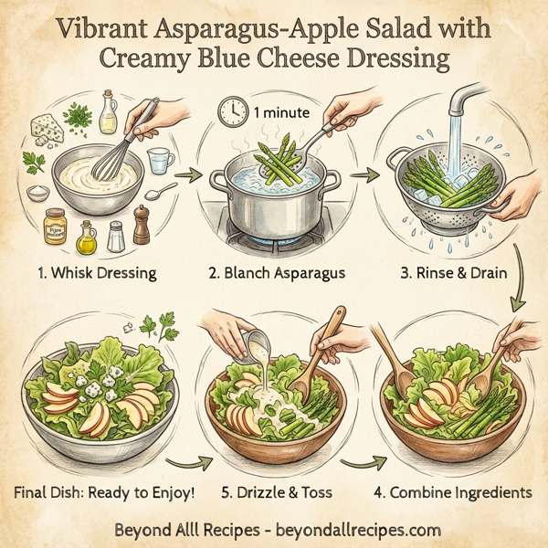 Vibrant Asparagus-Apple Salad with Creamy Blue Cheese Dressing instructions