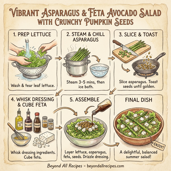 Vibrant Asparagus & Feta Avocado Salad with Crunchy Pumpkin Seeds instructions