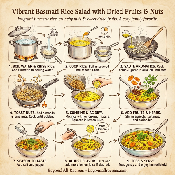 Vibrant Basmati Rice Salad with Dried Fruits and Nuts instructions