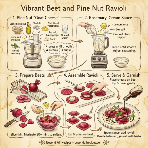 Vibrant Beet and Pine Nut Ravioli instructions