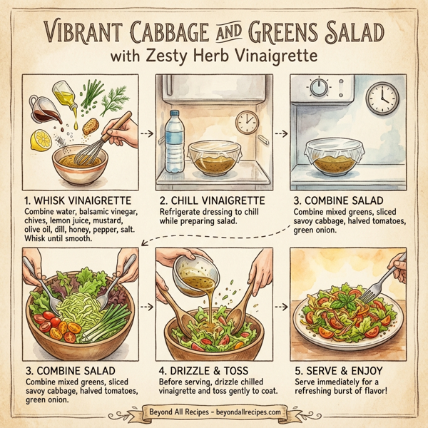 Vibrant Cabbage and Greens Salad with Zesty Herb Vinaigrette instructions