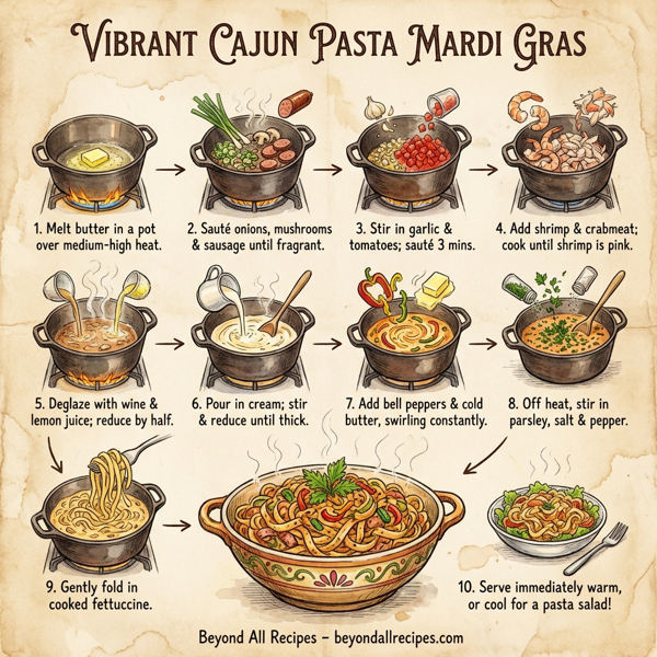 Vibrant Cajun Pasta Mardi Gras instructions