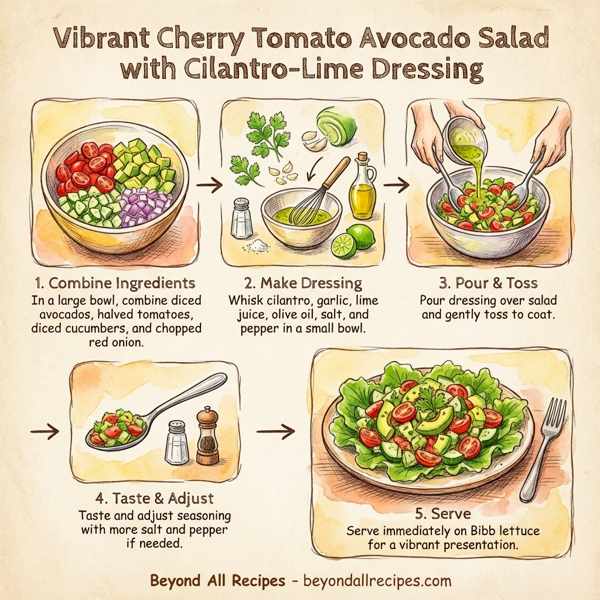 Vibrant Cherry Tomato Avocado Salad with Cilantro-Lime Dressing instructions