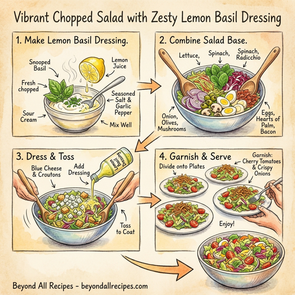 Vibrant Chopped Salad with Zesty Lemon Basil Dressing instructions